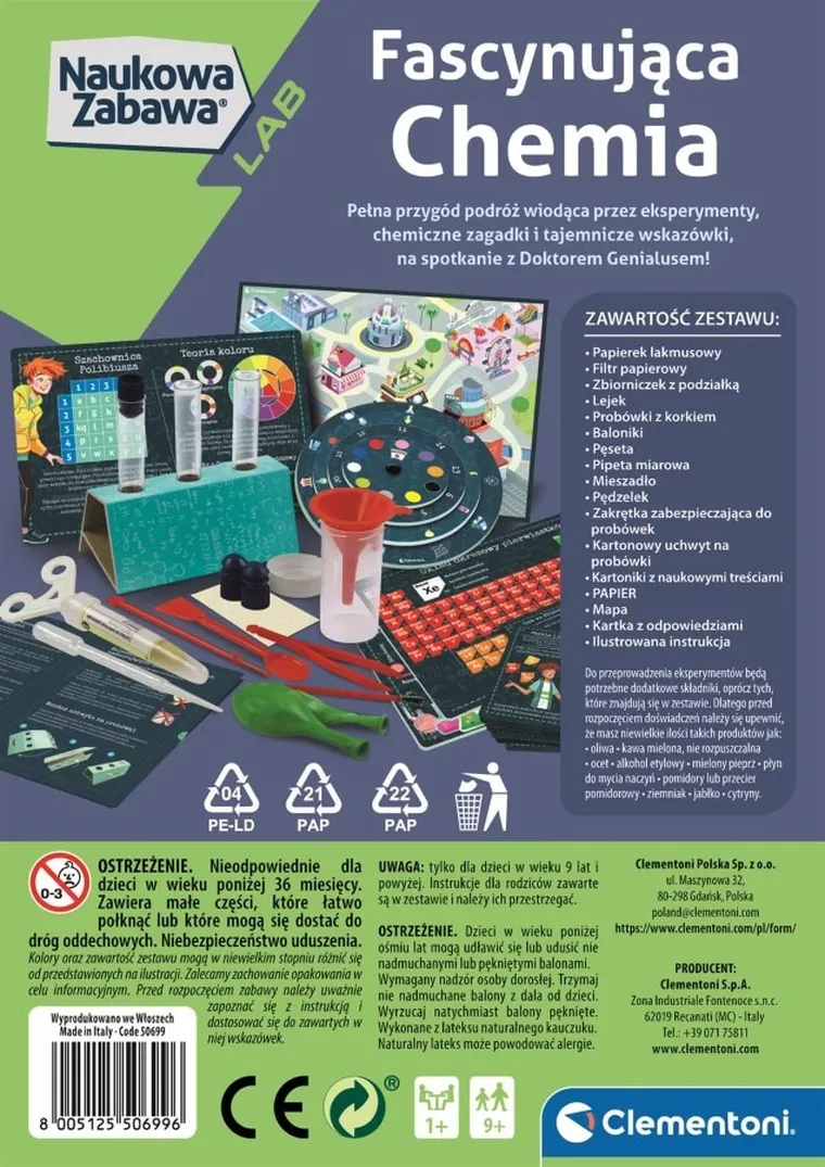 Clementoni, Naukowa Zabawa, Fascynująca Chemia, zestaw edukacyjny