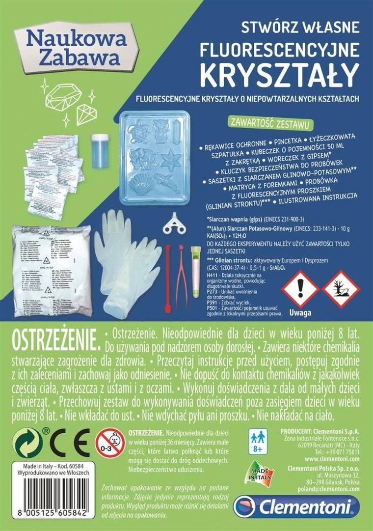Clementoni, Naukowa Zabawa, Fluorescencyjne kryształy