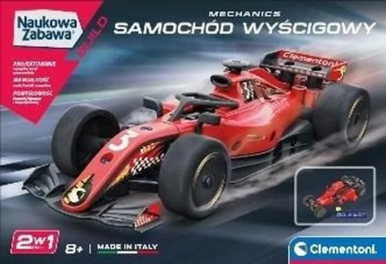 Clementoni, Naukowa Zabawa, laboratorium mechaniki, samochód wyścigowy, model do złożenia