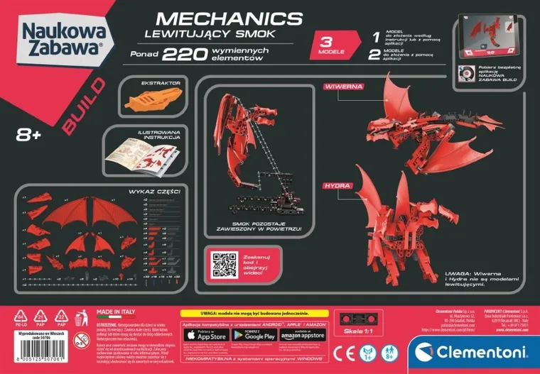 Clementoni, Naukowa Zabawa, Laboratorium Mechaniki, smok, zestaw konstrukcyjny