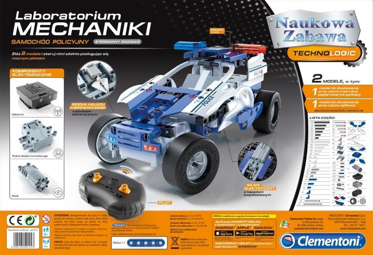 Clementoni, Naukowa Zabawa, Samochód policyjny, pojazd zdalnie sterowany