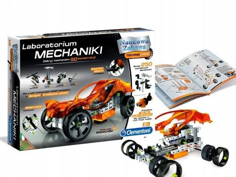 Clementoni, Naukowa Zabawa, Technologic, Laboratorium Mechaniki, 50 konstrukcji, zestaw edukacyjny, 250 elementów