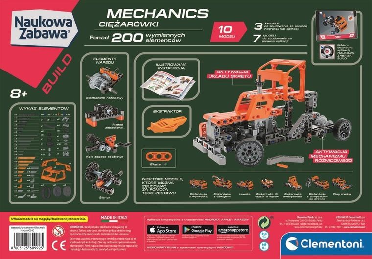 Clementoni, Naukowa Zabawa, Technologic, Laboratorium Mechaniki, Ciężarówki, zestaw edukacyjny
