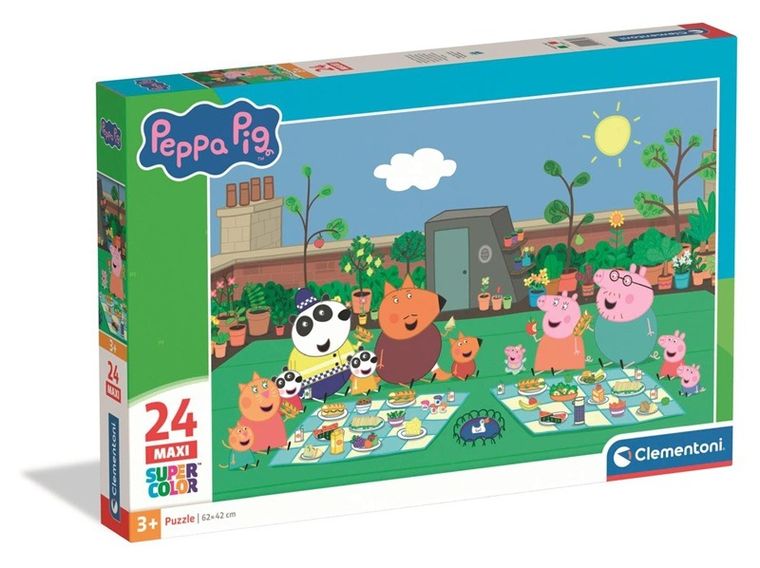 Clementoni, Świnka Peppa, Super kolor, puzzle maxi, 24 elementów