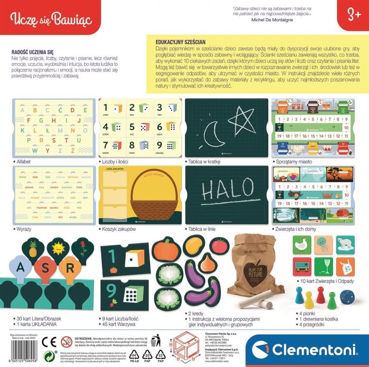 Clementoni, Uczę się bawiąc, Edukacyjny sześcian, zestaw gier edukacyjnych