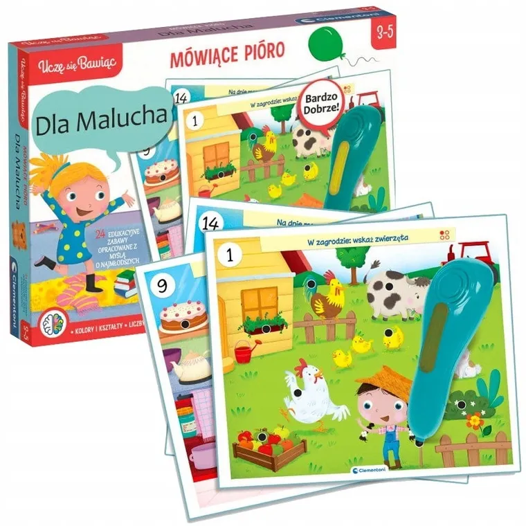 Clementoni, Uczę się bawiąc, Mówiące pióro, 500 Pytań, Dla malucha, gra edukacyjna