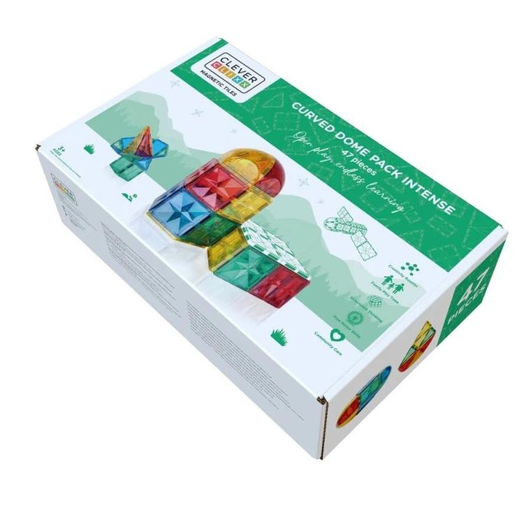 Cleverclixx, Curved Dome Pack Intense, klocki magnetyczne, 47 elementów