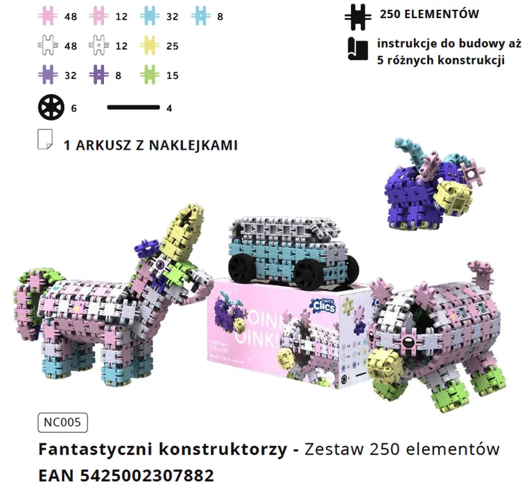 Clics, Nano, Fantastyczni Konstruktorzy, klocki konstrukcyjne, 250 elementów