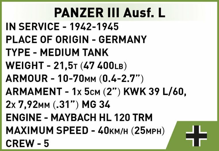Cobi, Historical Collection WWII, Pazner III Ausf. L, klocki, 1:72, 82 elementy
