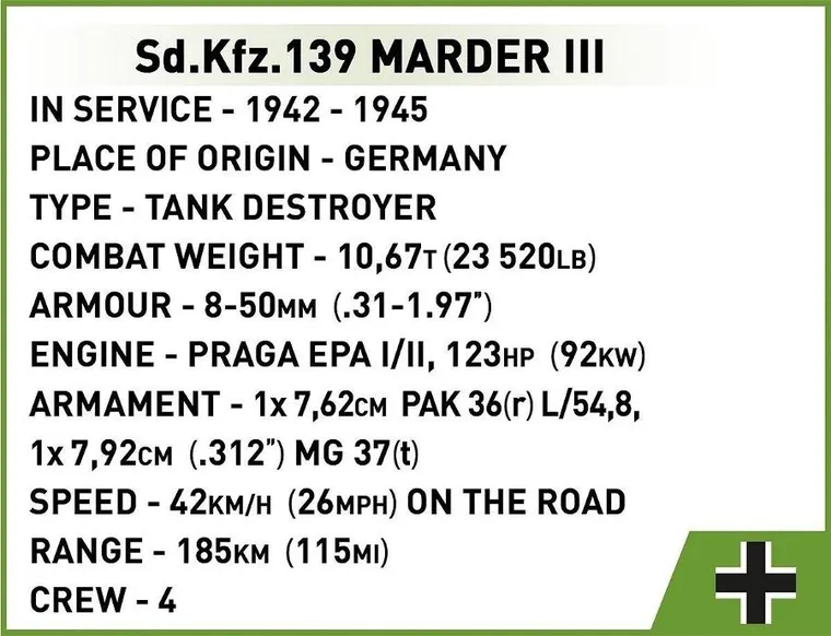 Cobi, Historical Collection WWII, Sd.Kfz. 139 Marder III, czołg, 1:35, klocki, 486 elementów