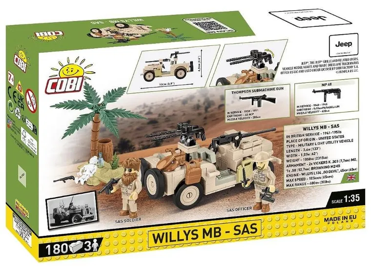 Cobi, Historical Collection WWII, Willys MB SAS, klocki, 180 elementów
