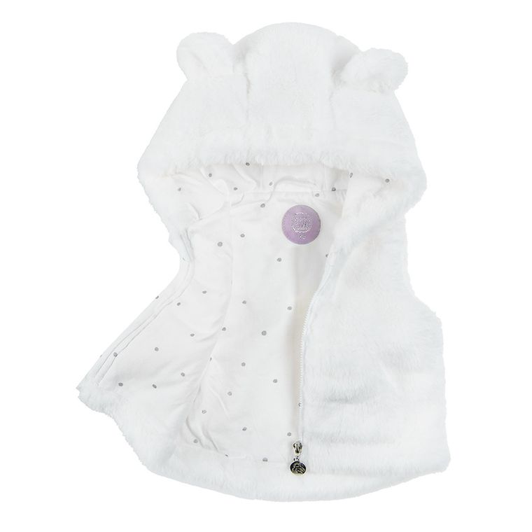 Cool Club, Bezrękawnik dziewczęcy z kapturem, ecru