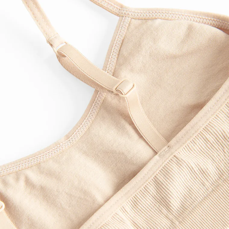 Cool Club, Biustonosz dziewczęcy, prążkowany, beżowy, mikrofibra