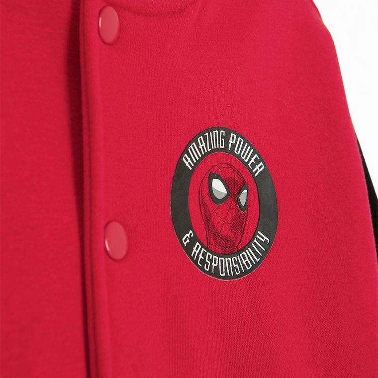 Cool Club, Bluza bejsbolówka chłopięca, rozpinana, czerwona, Spider-Man