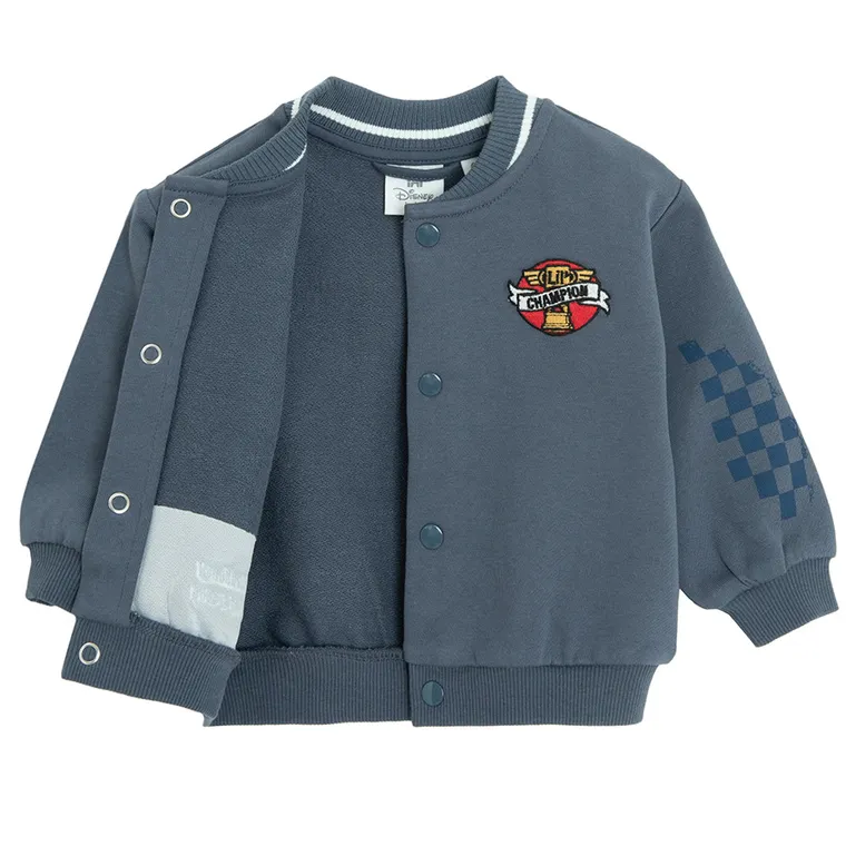 Cool Club, Bluza bejsbolówka chłopięca, rozpinana, niebieska, Auta