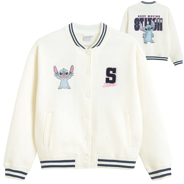 Cool Club, Bluza bejsbolówka dziewczęca, rozpinana, biała, Lilo i Stitch