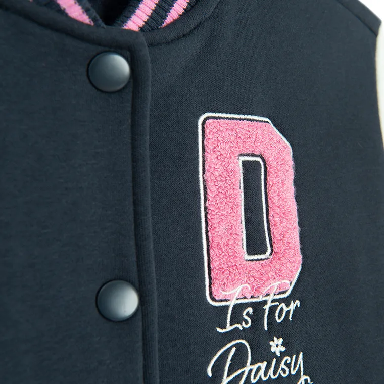 Cool Club, Bluza bejsbolówka dziewczęca, rozpinana, ocieplana, granatowa