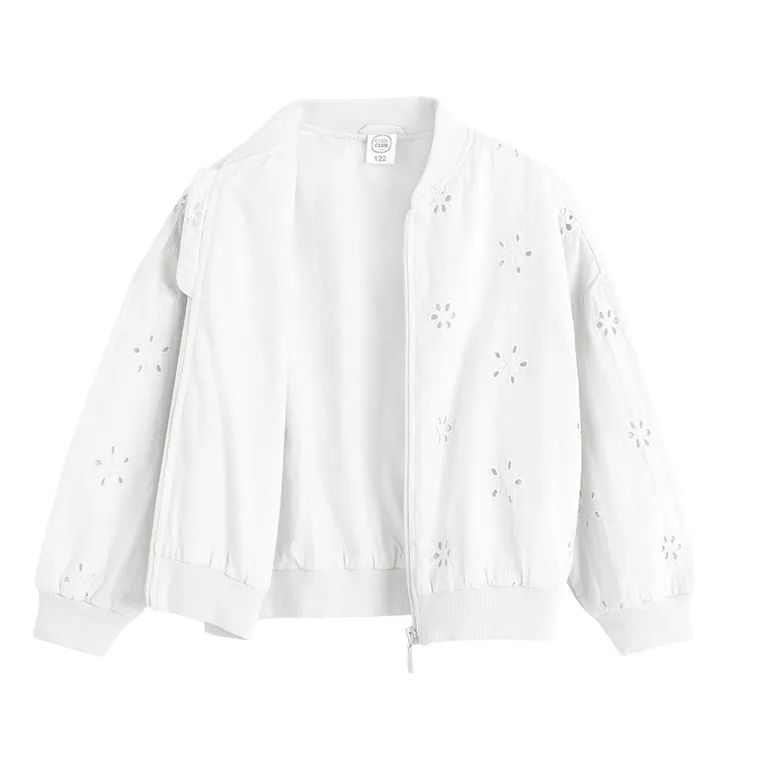 Cool Club, Bluza bomberka dziewczęca, rozpinana, biała
