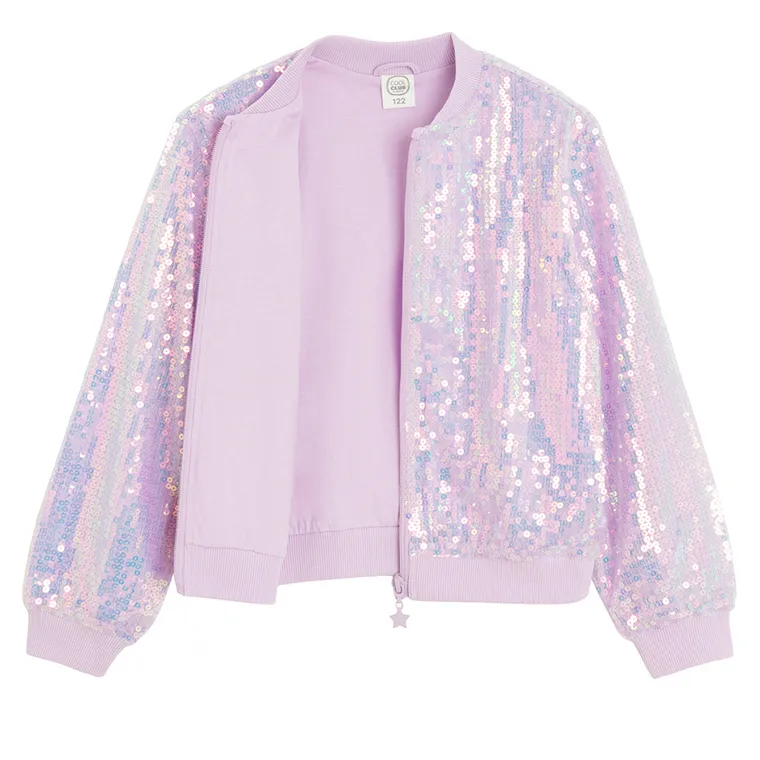 Cool Club, Bluza bomberka dziewczęca, rozpinana, fioletowa