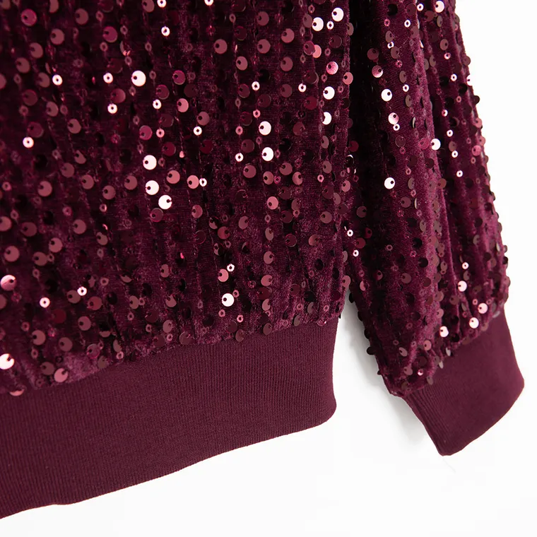 Cool Club, Bluza bomberka dziewczęca, rozpinana, welurowa, bordowa