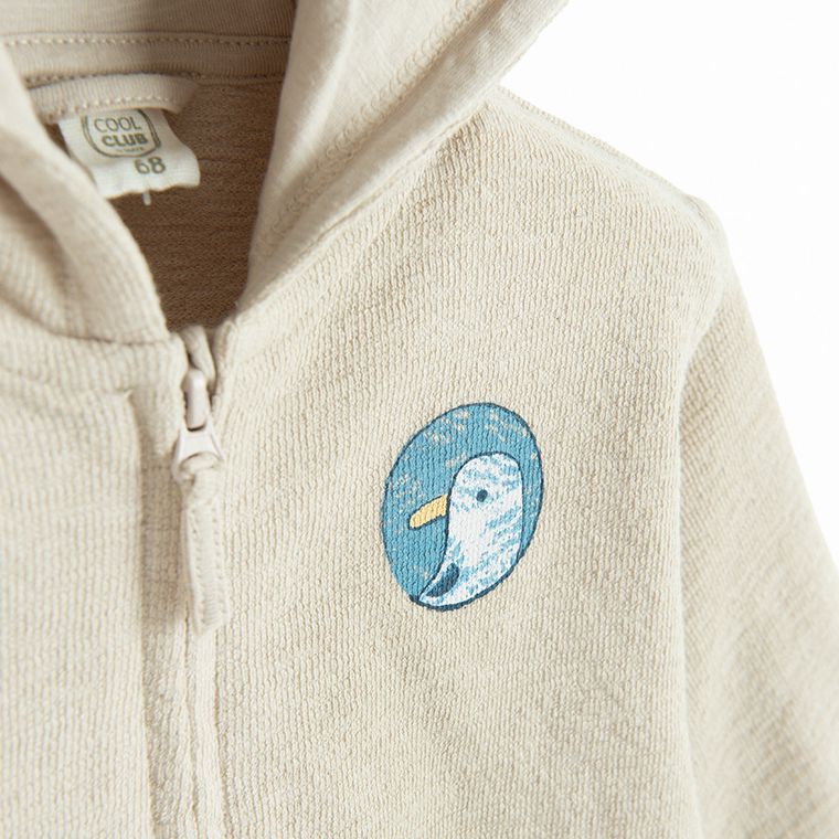 Cool Club, Bluza chłopięca z kapturem, rozpinana, beżowa