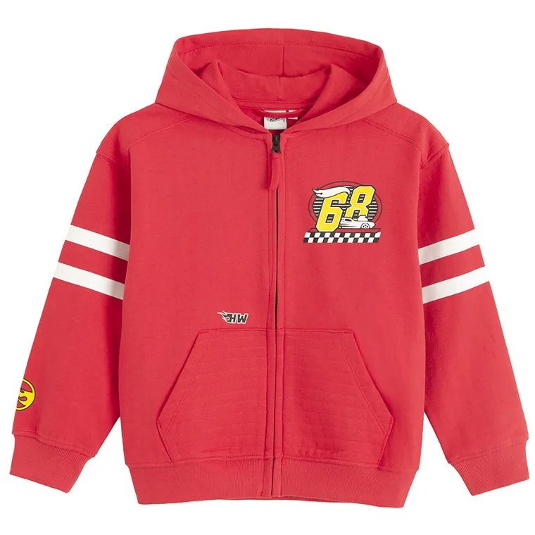 Cool Club, Bluza chłopięca z kapturem, rozpinana, czerwona, Hot Wheels