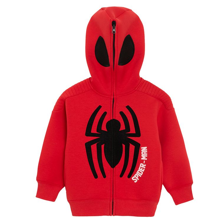 Cool Club, Bluza chłopięca z kapturem, rozpinana, czerwona, Spider-Man