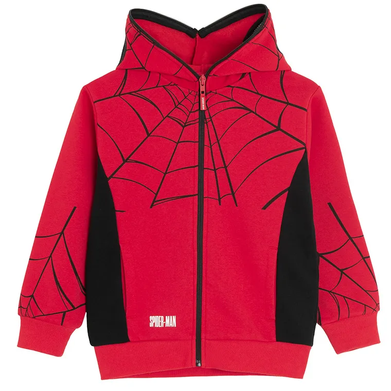 Cool Club, Bluza chłopięca z kapturem, rozpinana, czerwona, Spider-Man