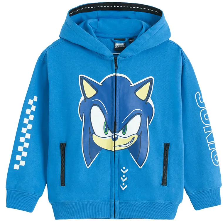 Cool Club, Bluza chłopięca z kapturem, rozpinana, niebieska, Sonic the Hedgehog