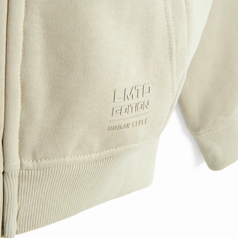 Cool Club, Bluza chłopięca z kapturem, rozpinana, ocieplana, oversize, beżowa