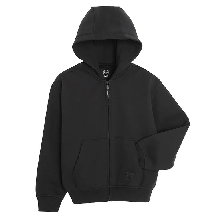 Cool Club, Bluza chłopięca z kapturem, rozpinana, ocieplana, oversize, czarna