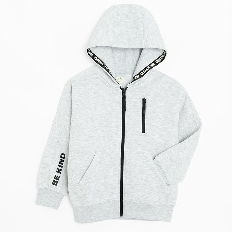 Cool Club, Bluza chłopięca z kapturem, rozpinana, ocieplana, szara melanż