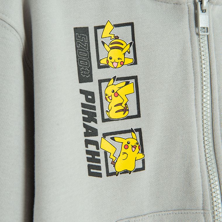 Cool Club, Bluza chłopięca z kapturem, rozpinana, szara, Pokemon