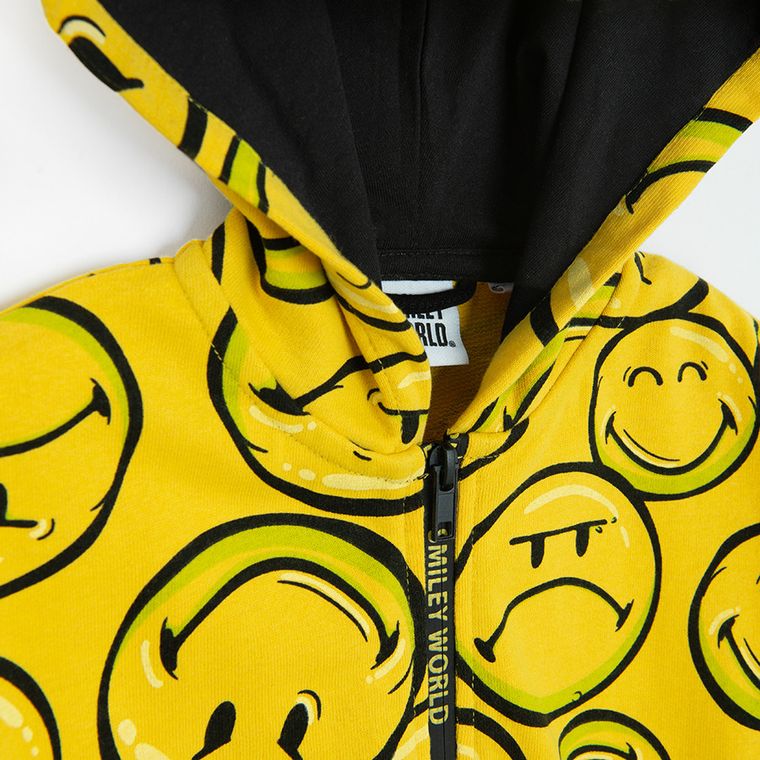 Cool Club, Bluza chłopięca z kapturem, rozpinana, żółta, SmileyWorld