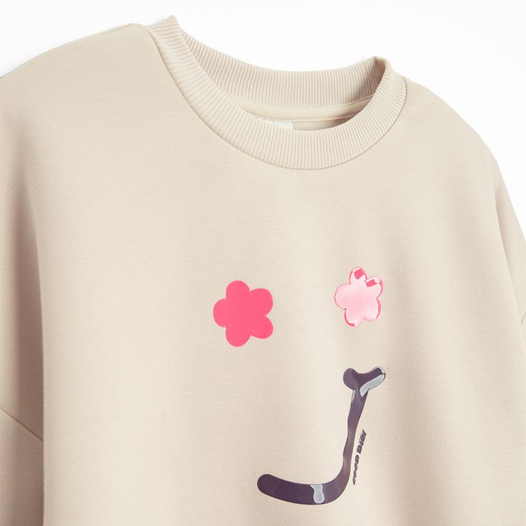 Cool Club, Bluza dziewczęca, crop top, ecru