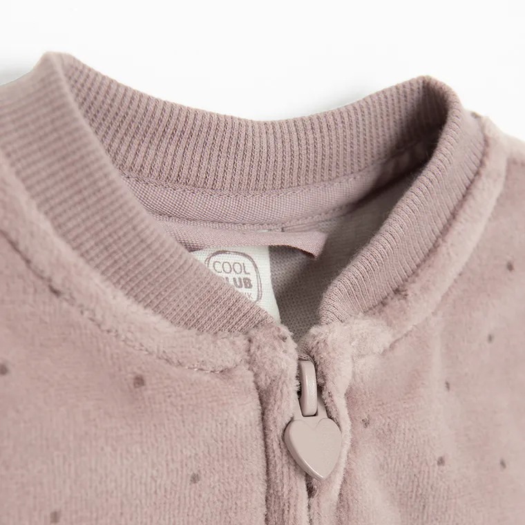 Cool Club, Bluza dziewczęca, rozpinana, welurowa, fioletowa