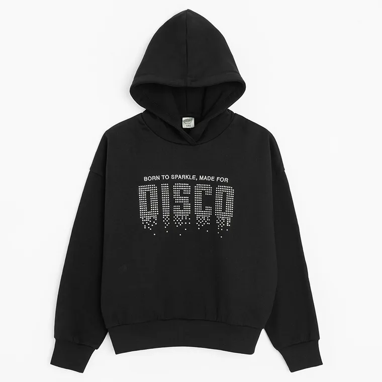 Cool Club, Bluza dziewczęca z kapturem, czarna