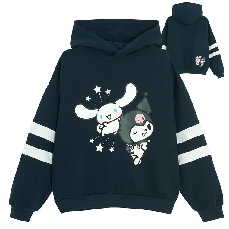 Cool Club, Bluza dziewczęca z kapturem, ocieplana, granatowa, Hello Kitty and Friends