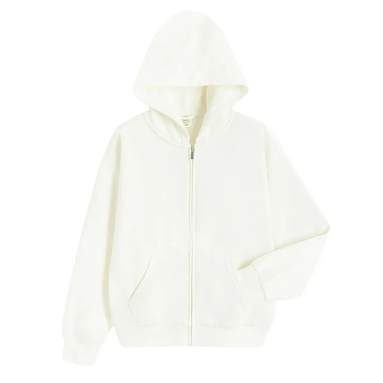 Cool Club, Bluza dziewczęca z kapturem, rozpinana, biała