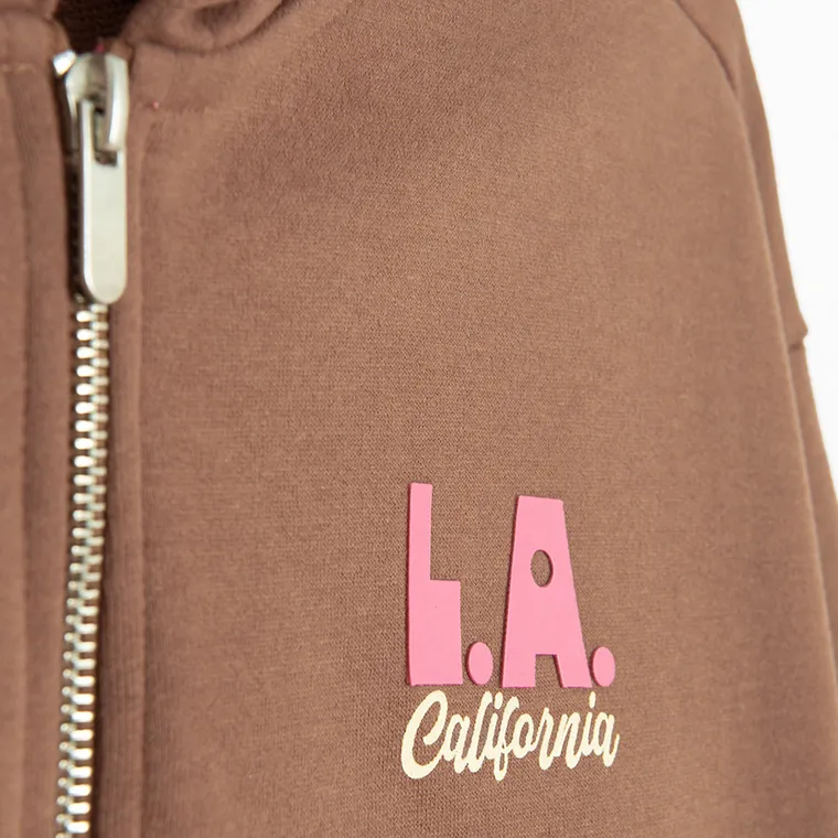 Cool Club, Bluza dziewczęca z kapturem, rozpinana, brązowa