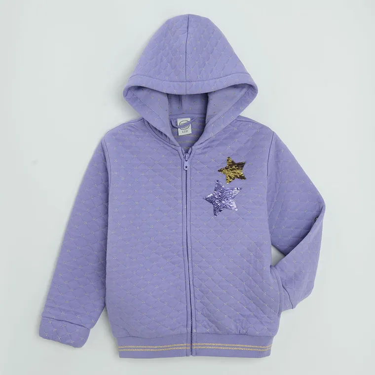Cool Club, Bluza dziewczęca z kapturem, rozpinana, fioletowa