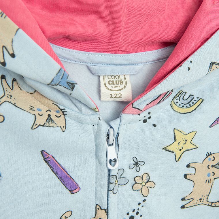 Cool Club, Bluza dziewczęca z kapturem, rozpinana, niebieska