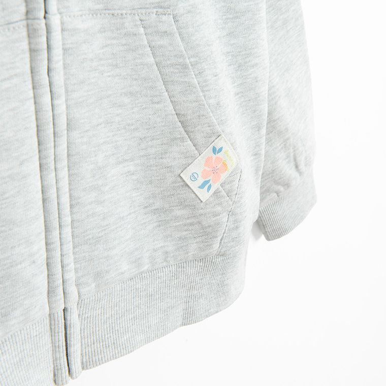 Cool Club, Bluza dziewczęca z kapturem, rozpinana, ocieplana, szara melanż