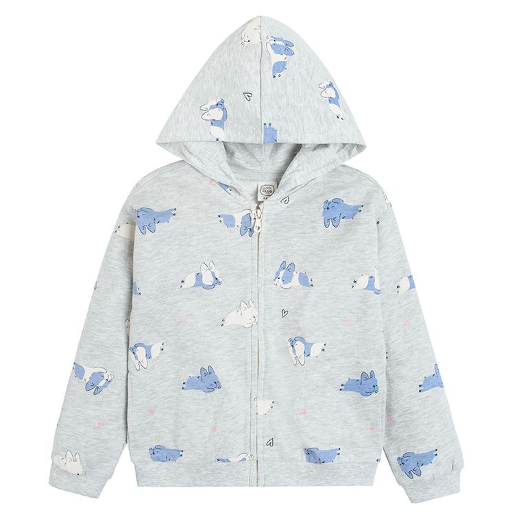 Cool Club, Bluza dziewczęca z kapturem, rozpinana, szara