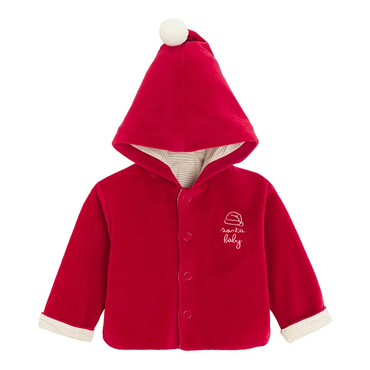 Cool Club, Bluza niemowlęca z kapturem, rozpinana, welurowa, czerwona