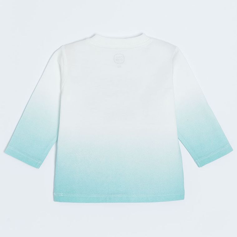Cool Club, Bluzka chłopięca z długim rękawem, biało-turkusowa