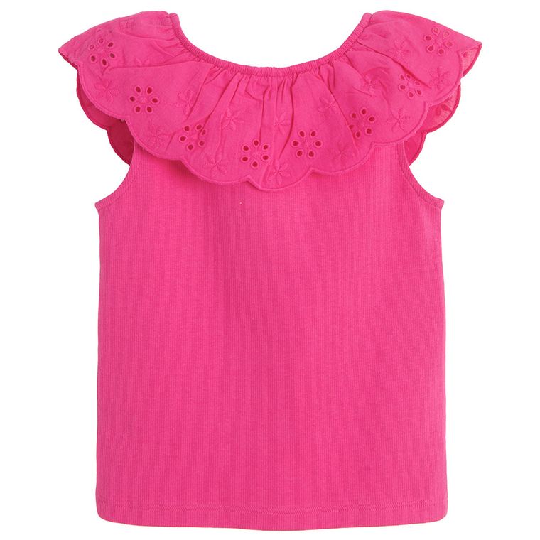 Cool Club, Bluzka dziewczęca bez rękawów, prążkowana, różowa