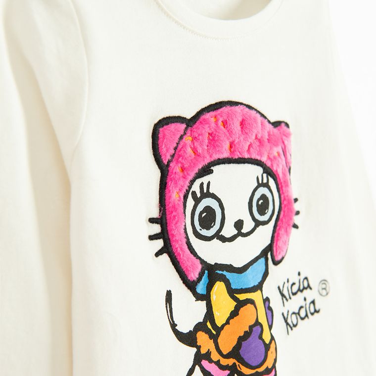 Cool Club, Bluzka dziewczęca z długim rękawem, biała, Kicia Kocia
