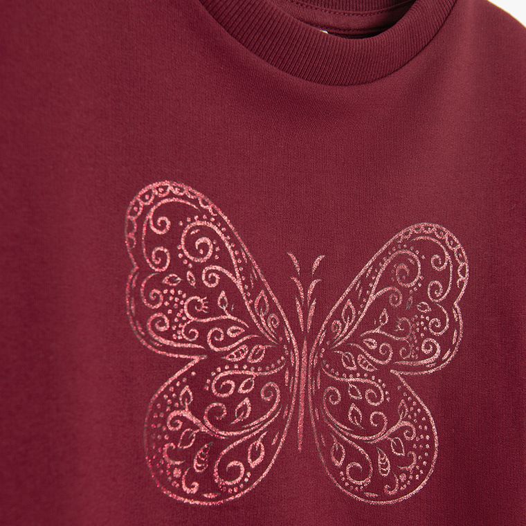 Cool Club, Bluzka dziewczęca z długim rękawem, bordowa