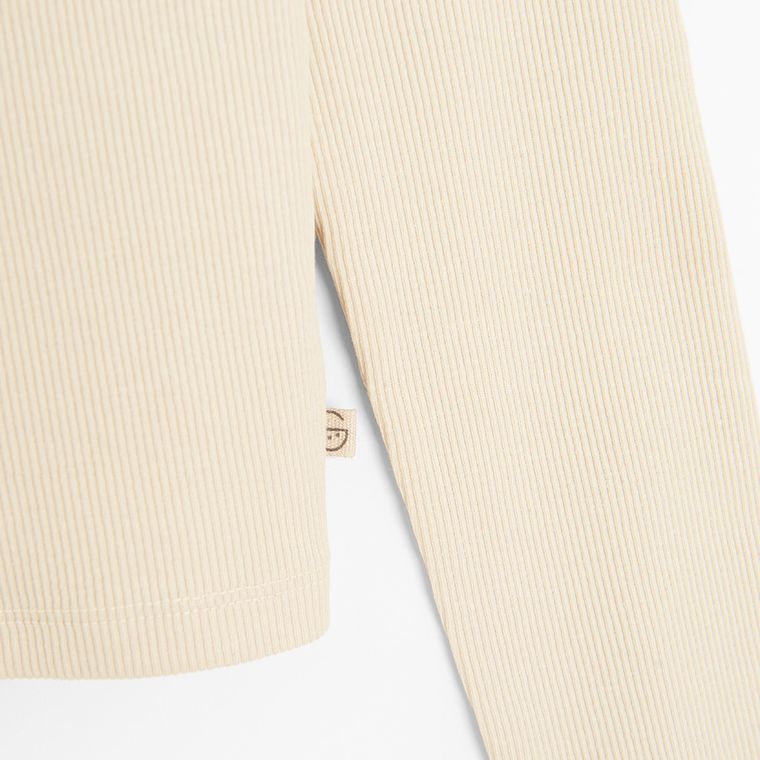 Cool Club, Bluzka dziewczęca z długim rękawem, crop top, prążkowana, beżowa